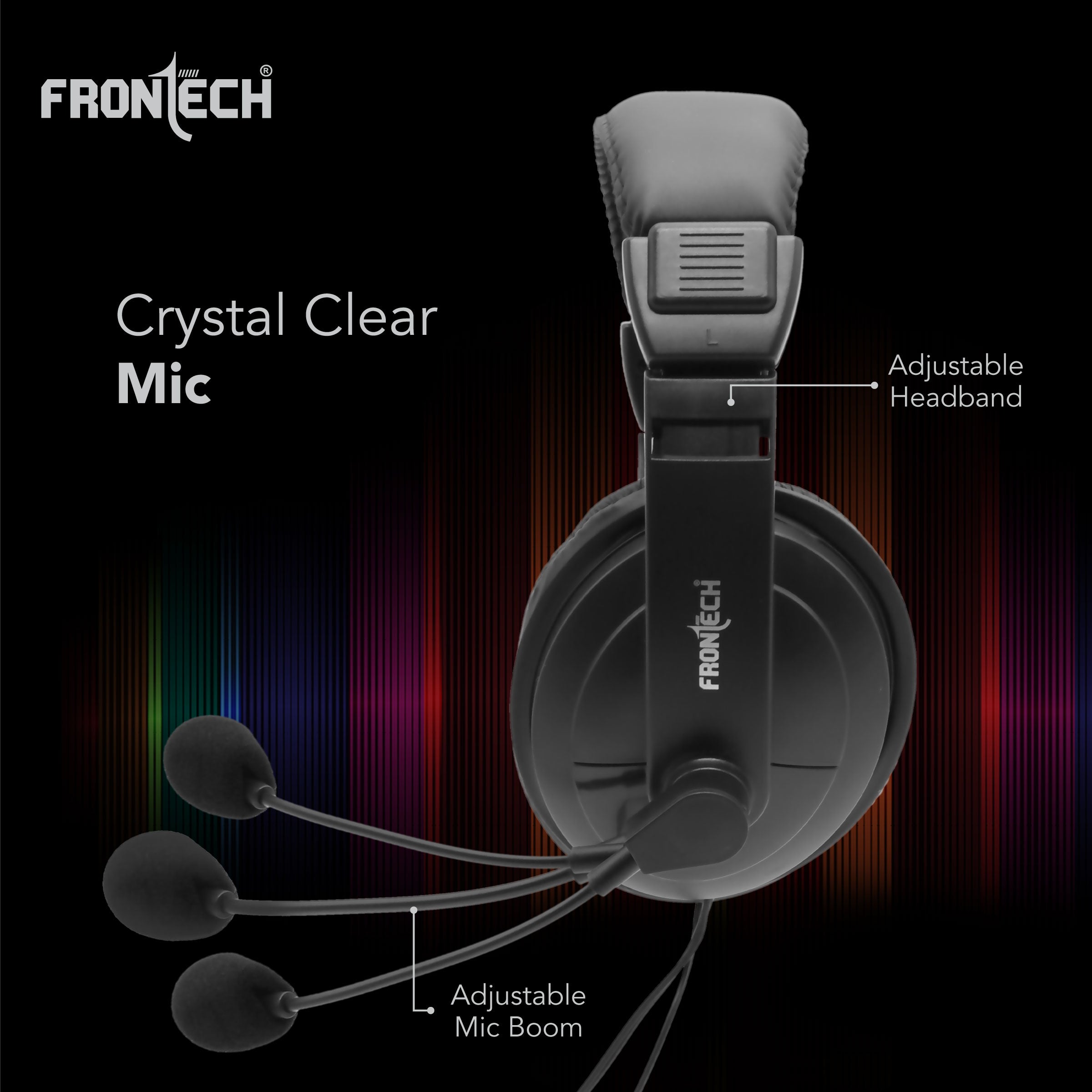 Frontech On-Ear USB Headphone | 40mm Drivers, Built-in Mic, Adjustable Boom (HF-3442) Frontech On-Ear USB Headphone | 40mm Drivers, Built-in Mic, Adjustable Boom (HF-3442)